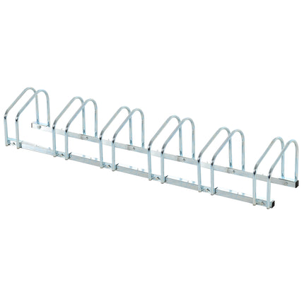 Bike Stand Parking Rack for 6 Bikes Floor or Wall Mount 179L x 33W x 27H - Silver