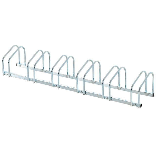 Bike Stand Parking Rack for 6 Bikes Floor or Wall Mount 179L x 33W x 27H - Silver