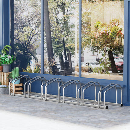 Bike Stand Parking Rack for 6 Bikes Floor or Wall Mount 179L x 33W x 27H - Silver