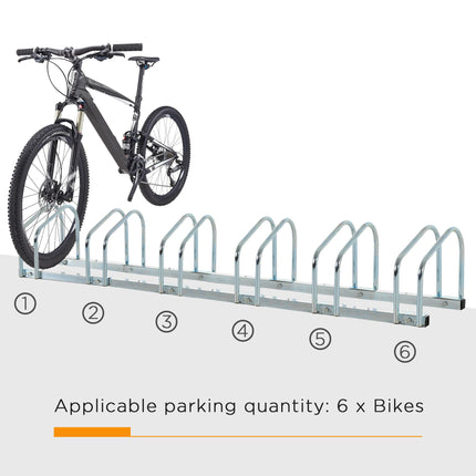 Bike Stand Parking Rack for 6 Bikes Floor or Wall Mount 179L x 33W x 27H - Silver