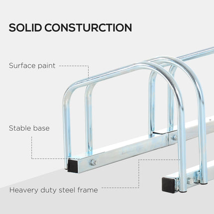 Bike Stand Parking Rack for 6 Bikes Floor or Wall Mount 179L x 33W x 27H - Silver