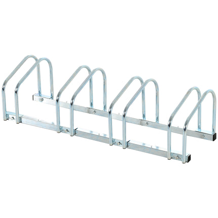 4-Bike Floor or Wall Mount Parking Rack Stand with Locking - Silver