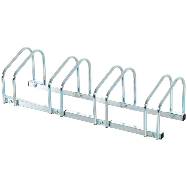 4-Bike Floor or Wall Mount Parking Rack Stand with Locking - Silver