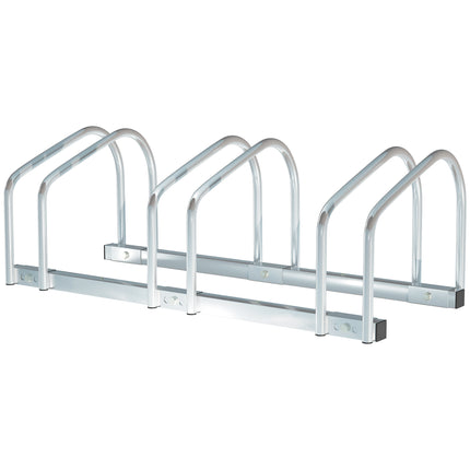 Bike Stand Parking Rack for 3 Bicycles Floor or Wall Mount 76L x 33W x 27H - Silver