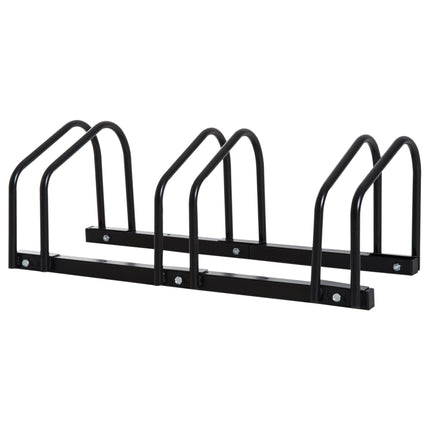 Bike Stand Parking Rack for 3 Bikes Floor or Wall Mount 76L x 33W x 27H cm - Black