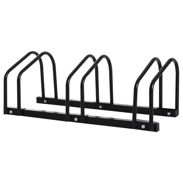 Bike Stand Parking Rack for 3 Bikes Floor or Wall Mount 76L x 33W x 27H cm - Black
