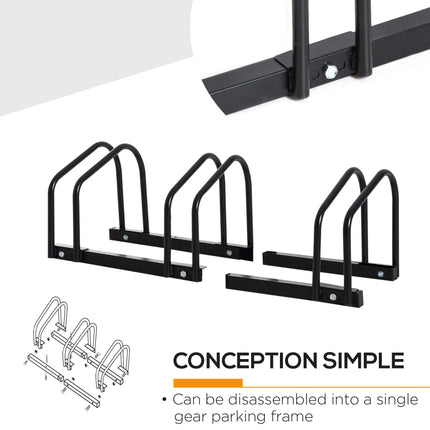 Bike Stand Parking Rack for 3 Bikes Floor or Wall Mount 76L x 33W x 27H cm - Black