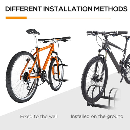 Bike Stand Parking Rack for 3 Bikes Floor or Wall Mount 76L x 33W x 27H cm - Black