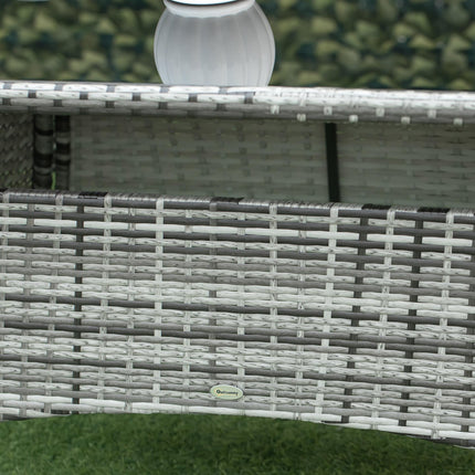 6-Seater Rattan Garden Dining Set with Rectangular Table and Cube Chairs - Grey