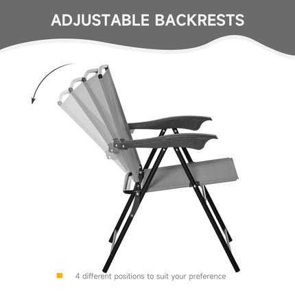3 Piece Adjustable Patio Bistro Set with Steel Frame and Tempered Glass Table - Grey