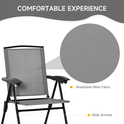 3 Piece Adjustable Patio Bistro Set with Steel Frame and Tempered Glass Table - Grey