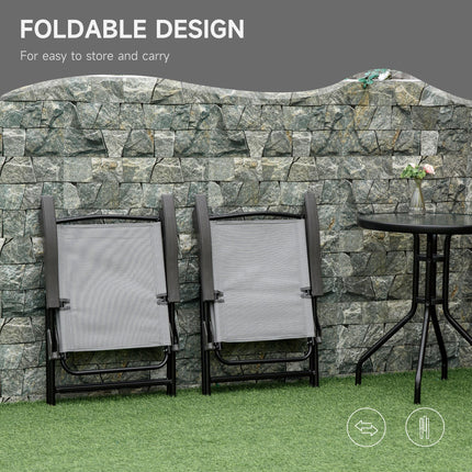 3 Piece Adjustable Patio Bistro Set with Steel Frame and Tempered Glass Table - Grey
