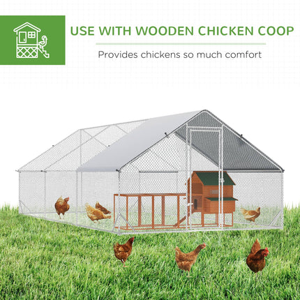 Galvanised Walk-In Chicken Run with Cover 6x3x2m - Silver