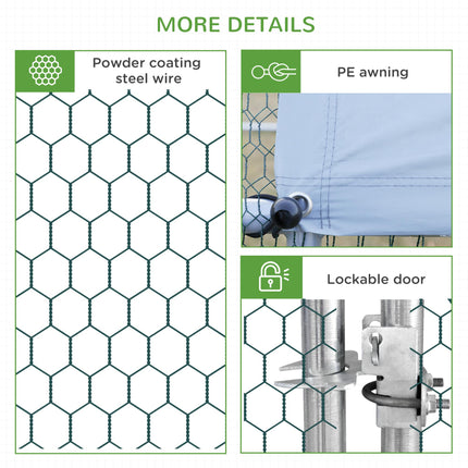 Galvanised Walk-In Chicken Run with Cover 6x3x2m - Silver