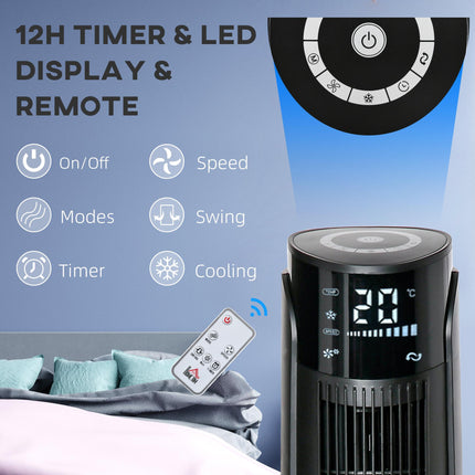 42 Inch Ice Cooling Tower Fan with Remote Control and Oscillation - Black