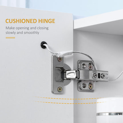 Illuminated Bathroom Mirror Cabinet with Adjustable Shelf & USB Charging - White
