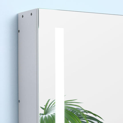 Illuminated Bathroom Mirror Cabinet with Adjustable Shelf & USB Charging - White