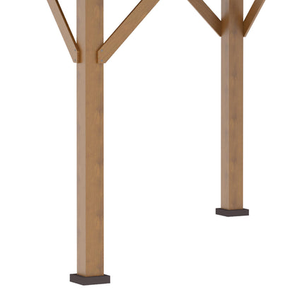 3.5 x 3.5m Outdoor Aluminium Hardtop Gazebo with 2-Tier Roof and Solid Wood Frame - Black