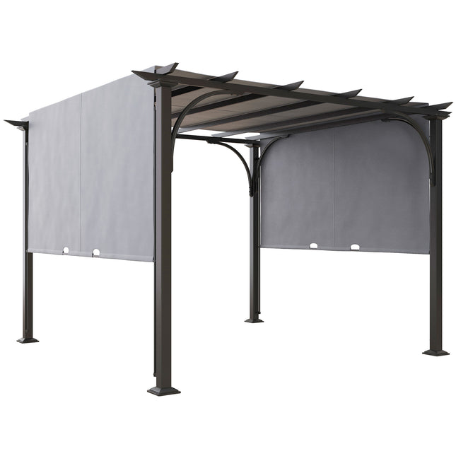 3 x 3 Metre Retractable Garden Pergola with Adjustable Canopy - Grey