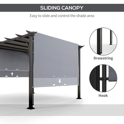 3 x 3 Metre Retractable Garden Pergola with Adjustable Canopy - Grey