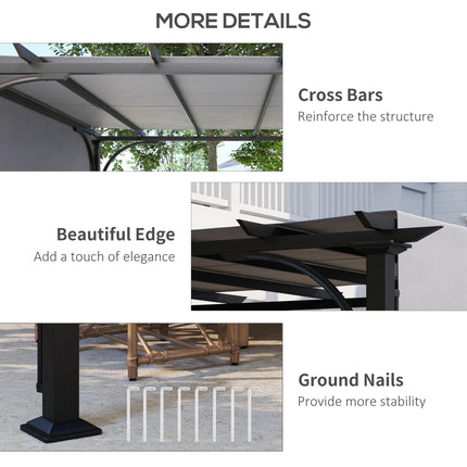 3 x 3 Metre Retractable Garden Pergola with Adjustable Canopy - Grey