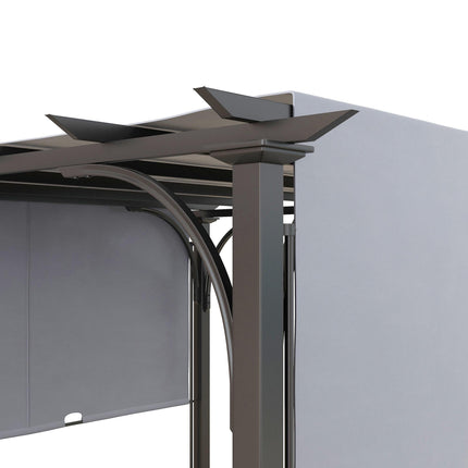 3 x 3 Metre Retractable Garden Pergola with Adjustable Canopy - Grey