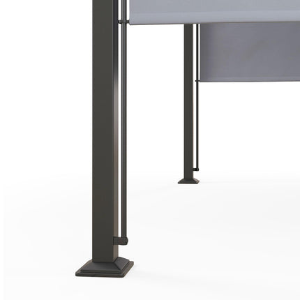 3 x 3 Metre Retractable Garden Pergola with Adjustable Canopy - Grey