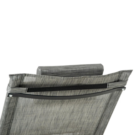 Breathable Mesh Patio Rocking Chair with Removable Headrest and Side Pocket - Dark Grey