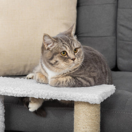 3-Step Pet Stair with Scratching Posts, Platforms & Toy Ball for Elderly Cats & Kittens - White