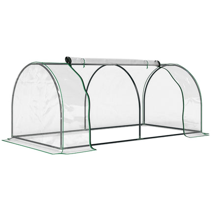 Walk-In Tunnel Greenhouse 200x100x80cm with Steel Frame and Transparent PE Cover - Green