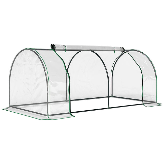 Walk-In Tunnel Greenhouse 200x100x80cm with Steel Frame and Transparent PE Cover - Green