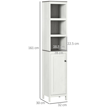 Slimline Bathroom Storage Tower Cabinet with Adjustable Shelves - Antique White