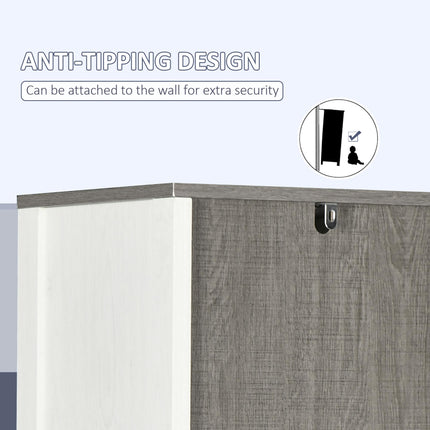 Slimline Bathroom Storage Tower Cabinet with Adjustable Shelves - Antique White