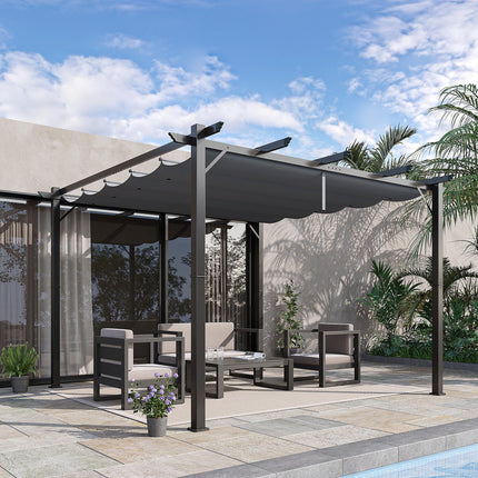 3 x 3 Metre Aluminium Gazebo with Retractable Roof - Grey