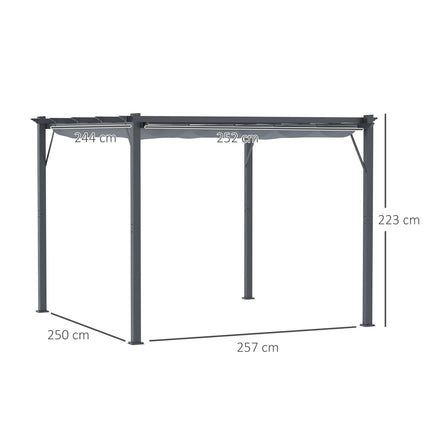 3 x 3 Metre Aluminium Gazebo with Retractable Roof - Grey