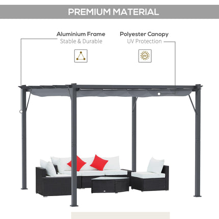 3 x 3 Metre Aluminium Gazebo with Retractable Roof - Grey