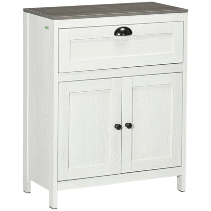 Freestanding Bathroom Floor Cabinet with Adjustable Shelf for Storage - White