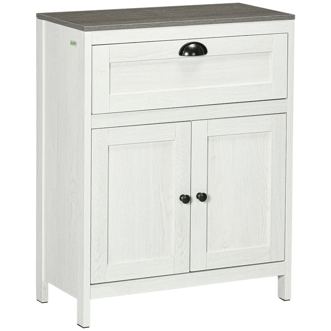 Freestanding Bathroom Floor Cabinet with Adjustable Shelf for Storage - White