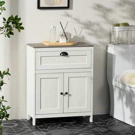 Freestanding Bathroom Floor Cabinet with Adjustable Shelf for Storage - White
