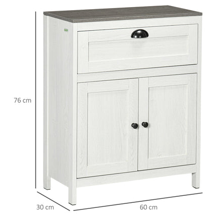 Freestanding Bathroom Floor Cabinet with Adjustable Shelf for Storage - White