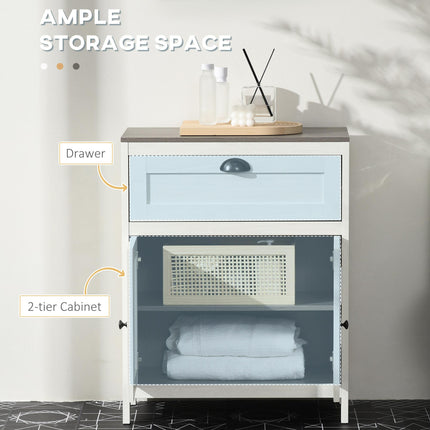 Freestanding Bathroom Floor Cabinet with Adjustable Shelf for Storage - White