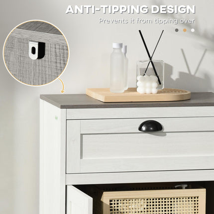 Freestanding Bathroom Floor Cabinet with Adjustable Shelf for Storage - White