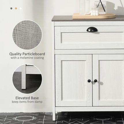 Freestanding Bathroom Floor Cabinet with Adjustable Shelf for Storage - White