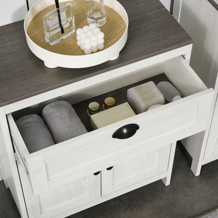 Freestanding Bathroom Floor Cabinet with Adjustable Shelf for Storage - White