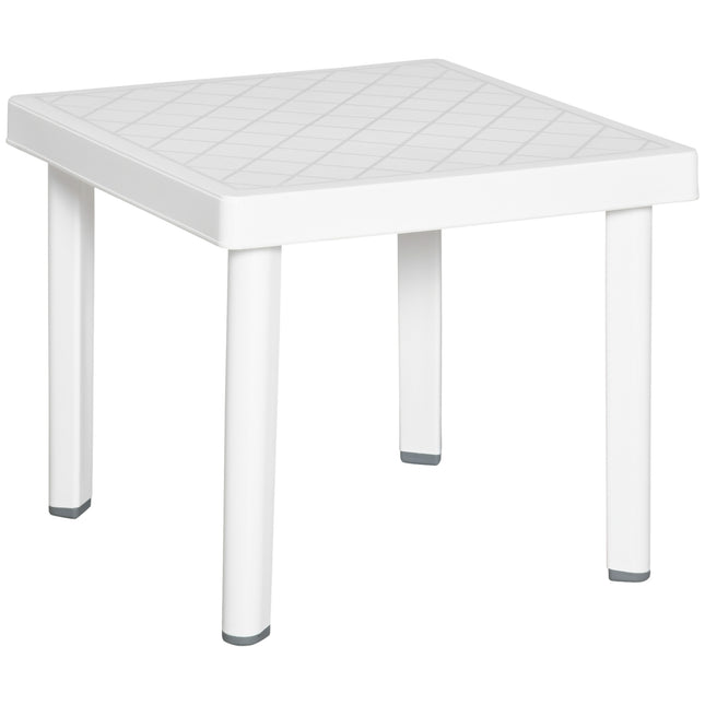 Outdoor Garden Side Table with Square Pattern 46.5cm - White