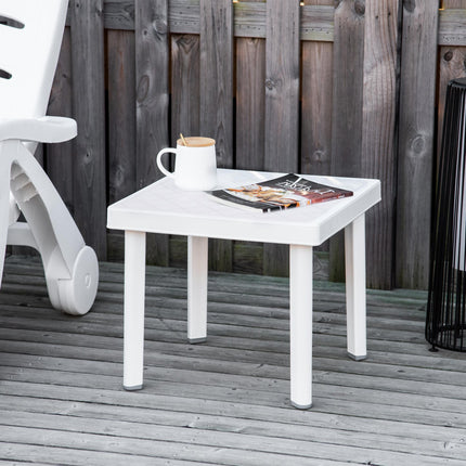 Outdoor Garden Side Table with Square Pattern 46.5cm - White