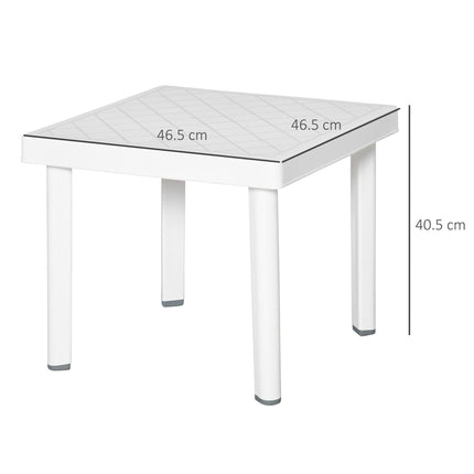 Outdoor Garden Side Table with Square Pattern 46.5cm - White
