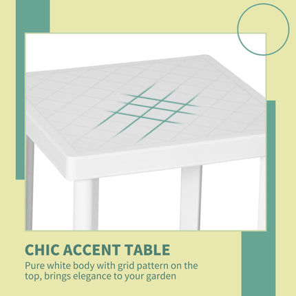 Outdoor Garden Side Table with Square Pattern 46.5cm - White