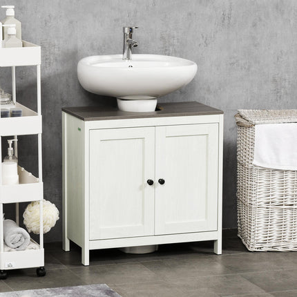 Under Sink Bathroom Storage Cabinet with Adjustable Shelf - Antique White