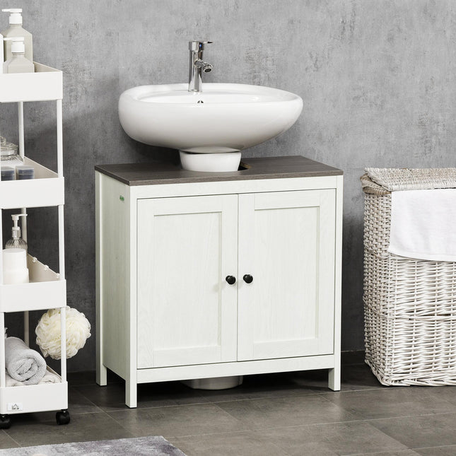 Under Sink Bathroom Storage Cabinet with Adjustable Shelf - Antique White